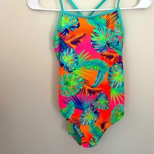 Girls XL Tropical One Piece Bathing Suit